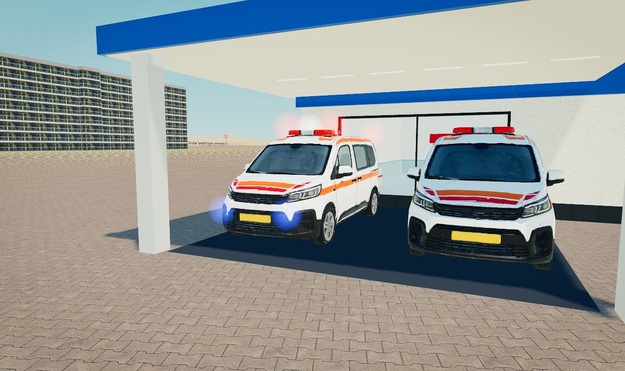 שני אמבולנסים תחת הסוכך של חדר המיון